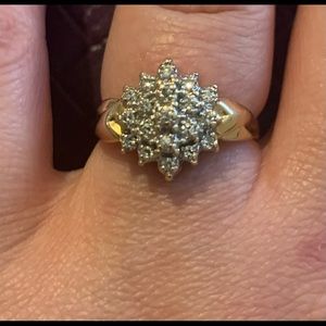 Vintage Estate Snowflake Cluster Diamond Ring